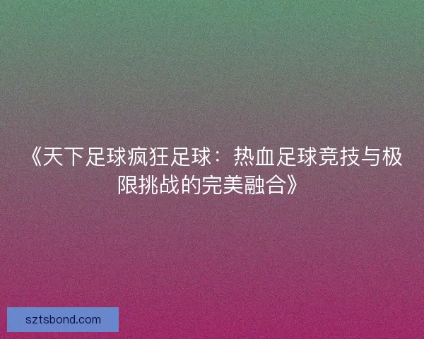 《天下足球疯狂足球：热血足球竞技与极限挑战的完美融合》