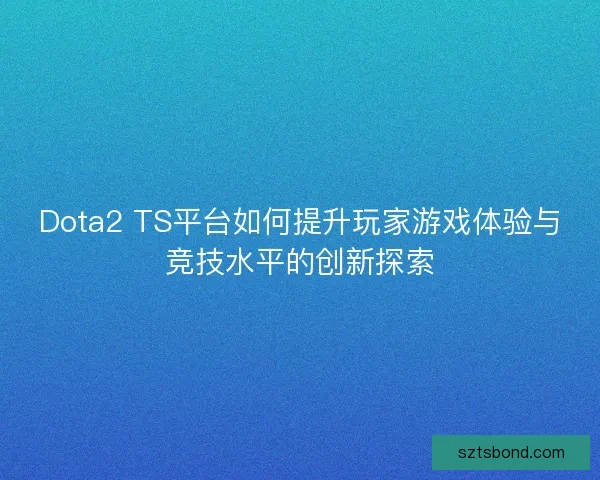 Dota2 TS平台如何提升玩家游戏体验与竞技水平的创新探索