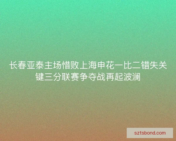 长春亚泰主场惜败上海申花一比二错失关键三分联赛争夺战再起波澜
